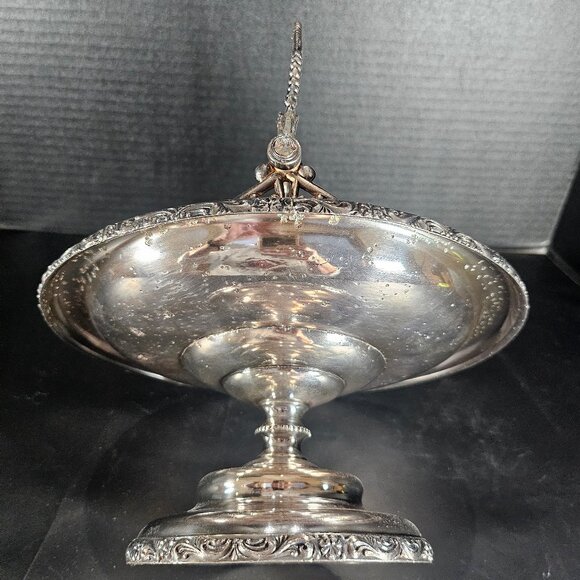 Rare Antique St Louis Silver Co Quadruple Silverplate Brides Basket - Picture 4 of 12